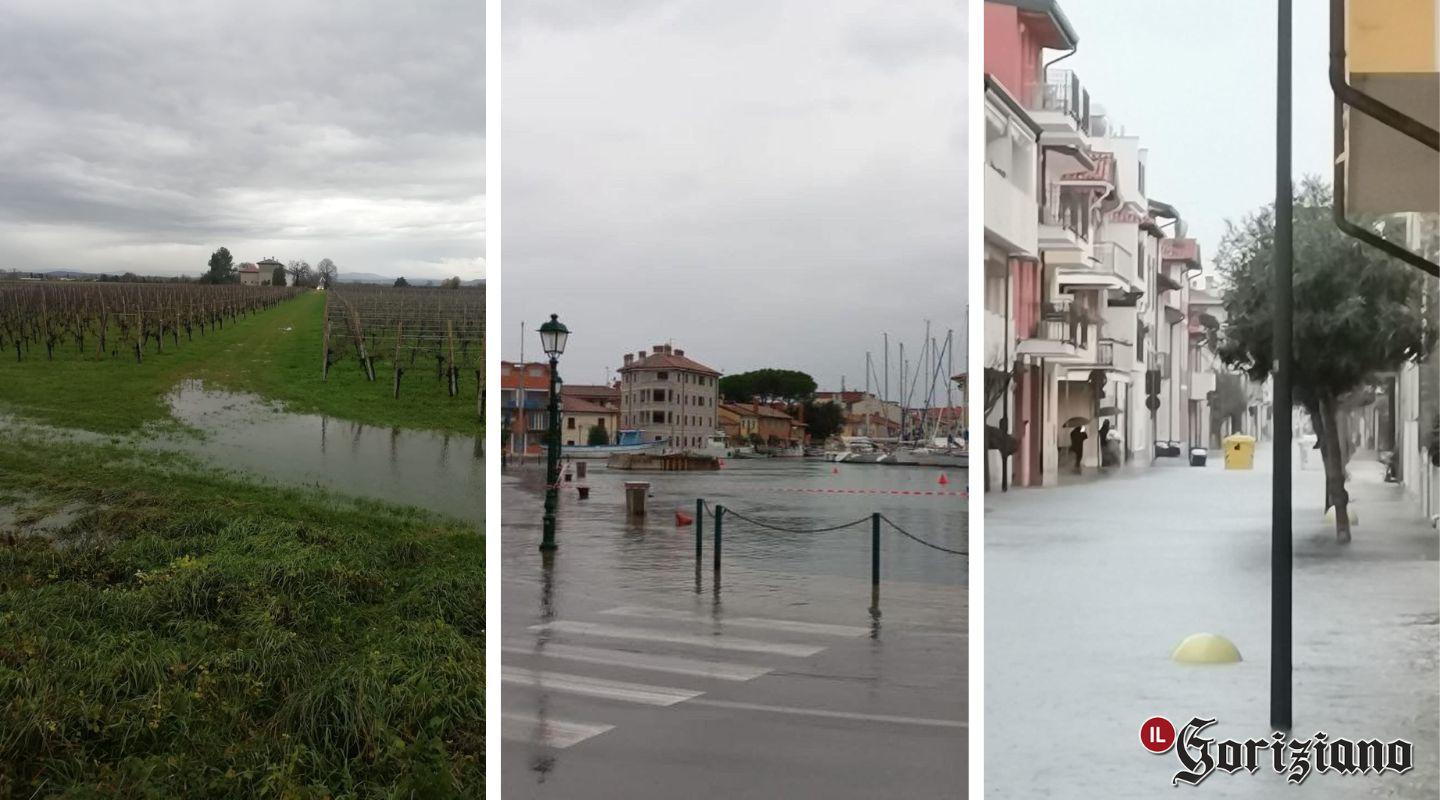 Immagine per Allerta meteo, esonda il canale Tiel a Fiumicello. Acqua alta a Grado
